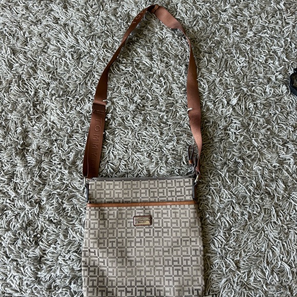 Tommy Hilfiger Tan and Brown Patterned Messenger Bag - Picture 1 of 2